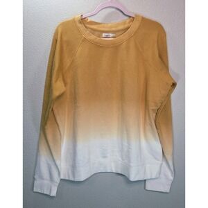 Faherty Dip Dye Sweatshirt XL Yellow White Ombre Crewneck Cotton Pullover